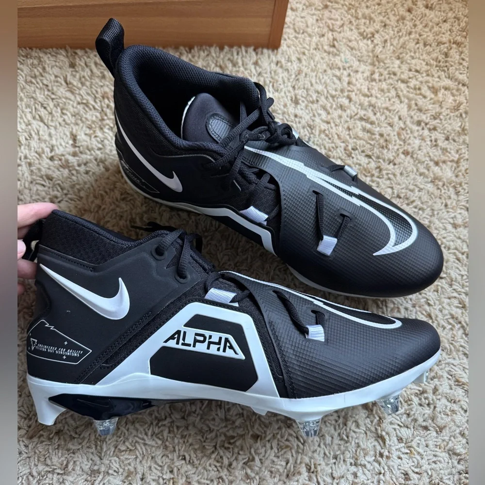 Nike Men’s Alpha Menace Detachable Football Black Cleats DR5662-001 Size 14.5